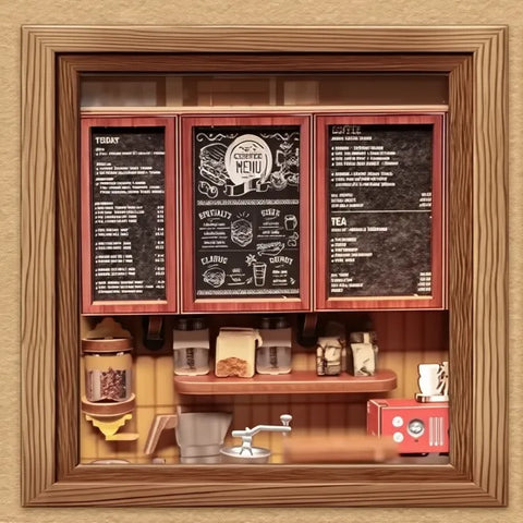 Corner Coffee Shop aperto con libreria laterale e caffetteria visibile