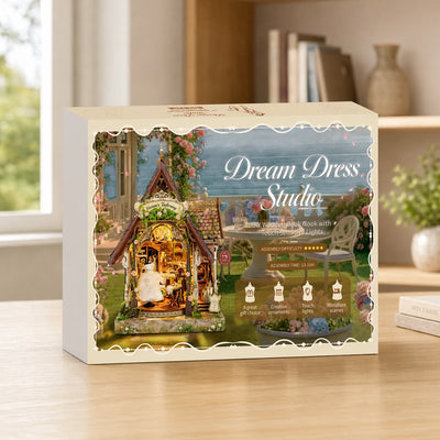 Geschenkbox des Dream Dress Studio DIY Miniaturhaus Bausatzes