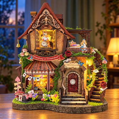 Dreamy Cottage – beleuchtetes Miniaturhaus in abendlicher Fotokulisse