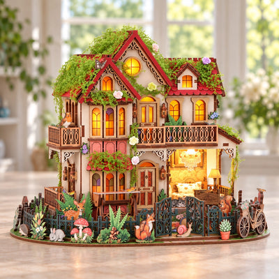 Forest Castle con fiori rampicanti sulla facciata