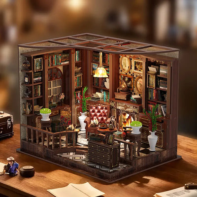 Seitliche Ansicht des Miniatur Haus - Left Bank Study mit gut sichtbaren Elementen