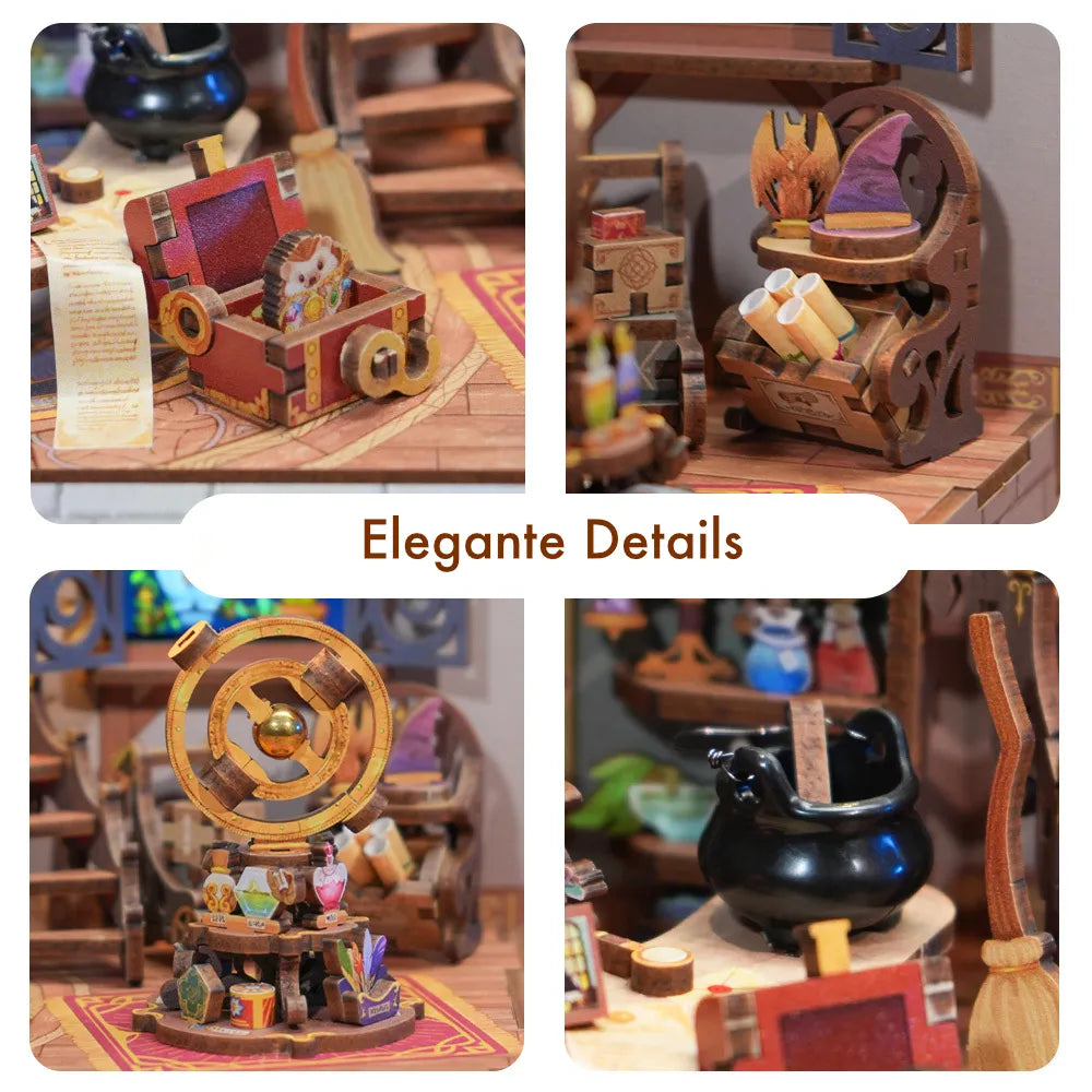 Detailansicht eines dekorativen Elements im Miniatur Haus - Magic Shop mit feinen Details