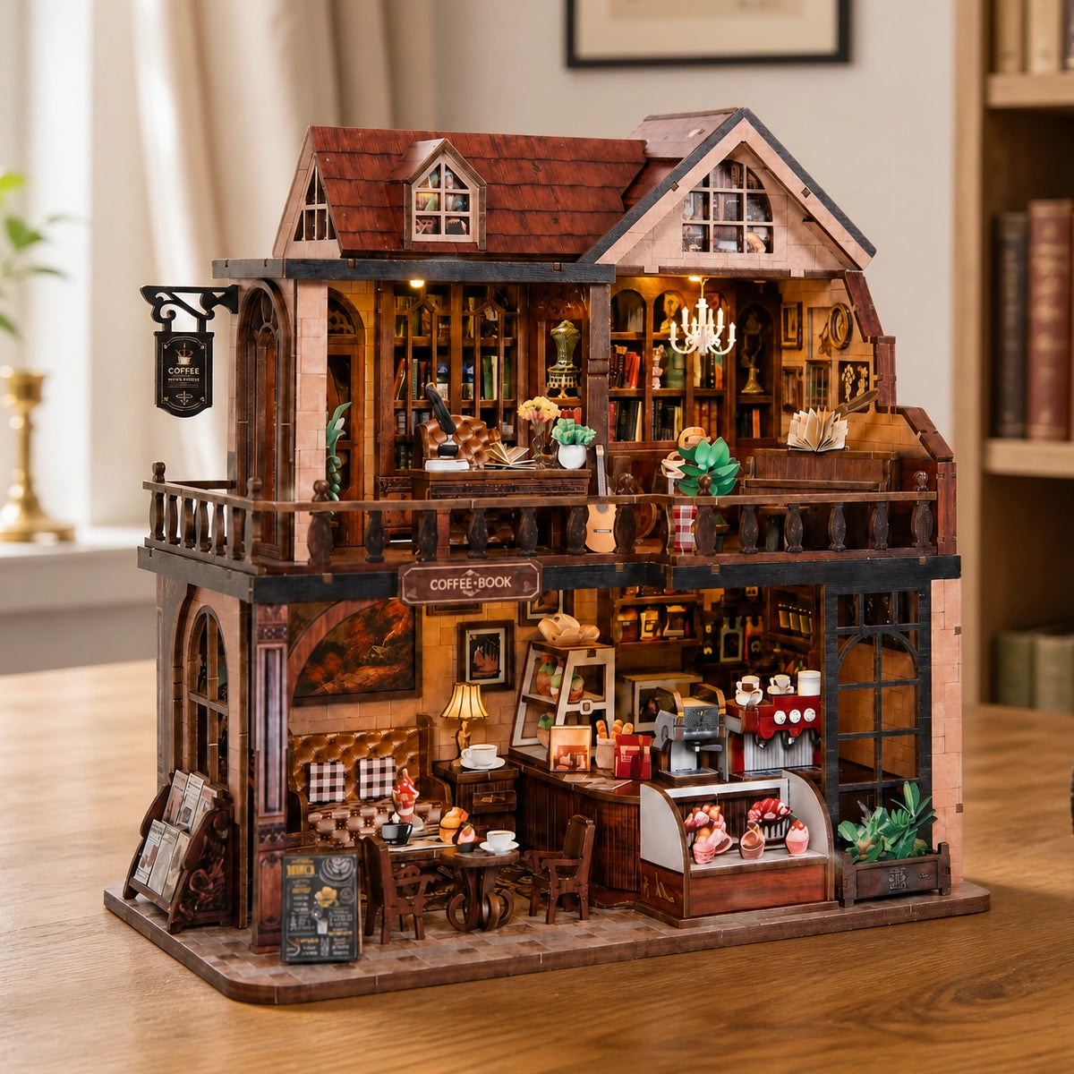 Noreen Book Cafe als zweistöckiges Miniatur-Café mit Bibliothek