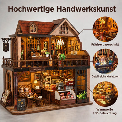 Noreen Book Cafe mit warmweißer LED-Beleuchtung und offenen Innenräumen