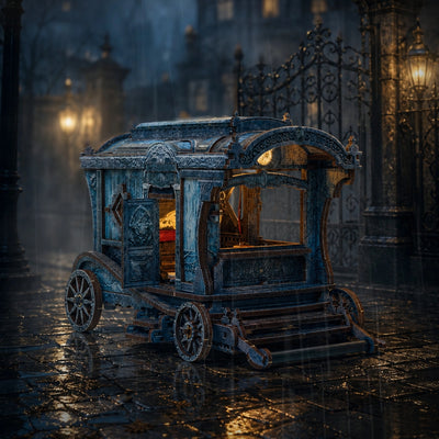 Onyx Dragon Carriage mit geöffneter Seitentür im Regen