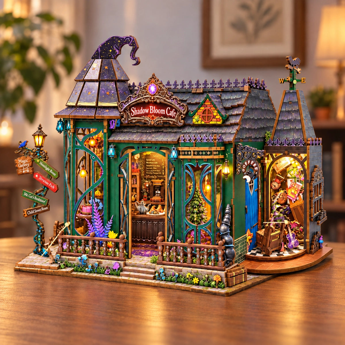 Schräge Gesamtansicht des Shadow Bloom Cafe