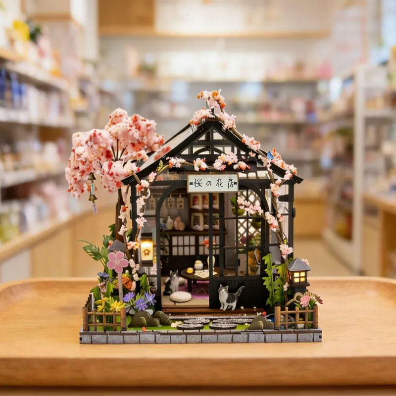 Miniatur Haus -Spring Sakura Greenhouse