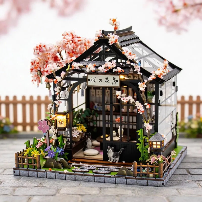 Miniatur Haus -Spring Sakura Greenhouse