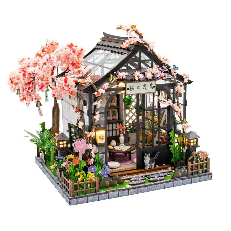 Miniatur Haus -Spring Sakura Greenhouse
