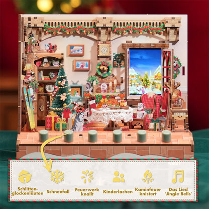 Miniatur Haus - The Christmas Cottage mit integrierten Soundeffekten und mystischen Klängen