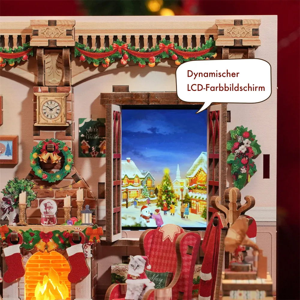 Miniatur Haus - The Christmas Cottage mit dynamischem LCD-Farbbildschirm