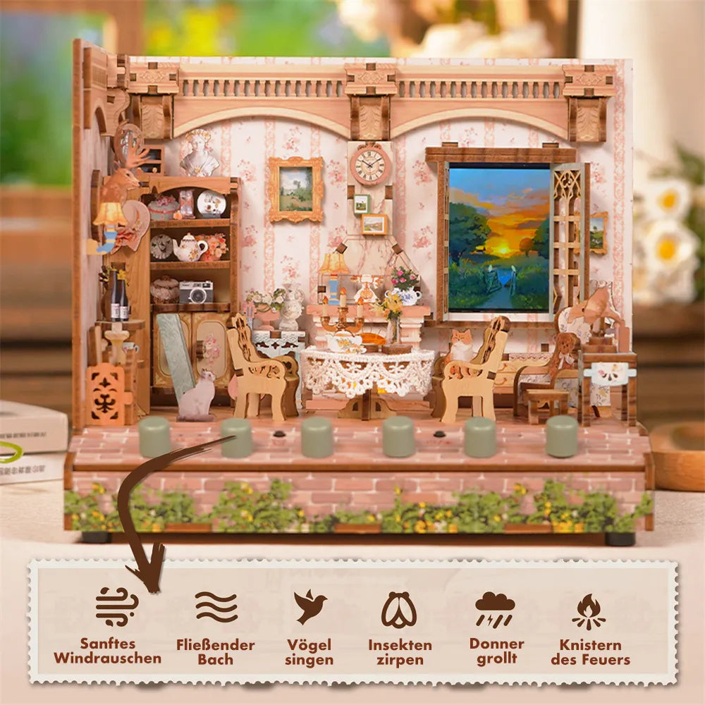 Miniatur Haus - The Pastoral Home mit integrierten Naturklängen und Soundfunktionen