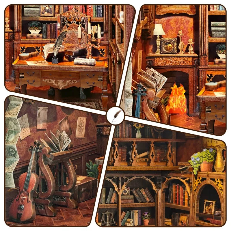 Detailansicht eines dekorativen Elements im Miniatur Haus - Time Book House mit feinen Details