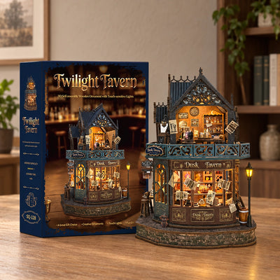 Twilight Tavern neben ihrer bedruckten Produktverpackung