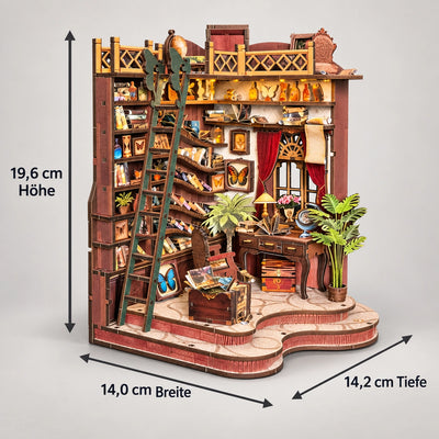 Image des dimensions de Winding Alley Library : 14 × 14,2 × 19,6 cm