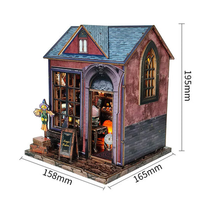 Miniature Haus - Dark Cabin mit detaillierten Abmessungen