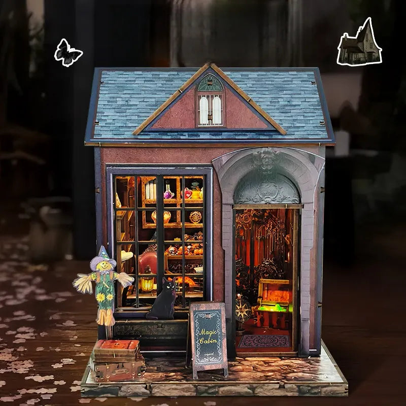 Miniature Haus - Dark Cabin Gesamtansicht mit detaillierter Szenerie