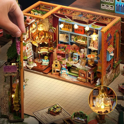 Nahaufnahme des Miniature Haus - Dollhouse Shop mit reichhaltigen Details