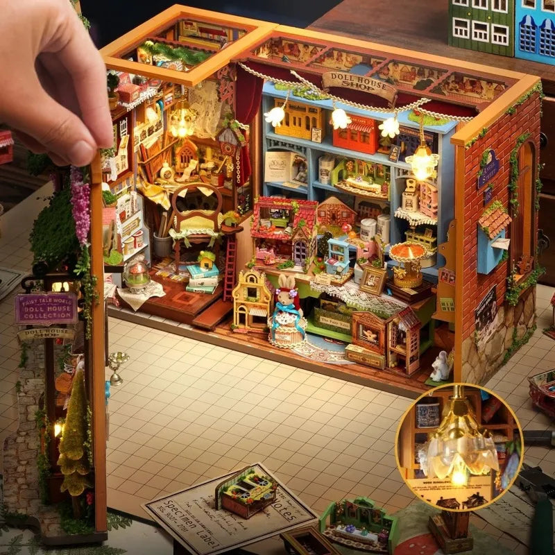 Nahaufnahme des Miniature Haus - Dollhouse Shop mit reichhaltigen Details