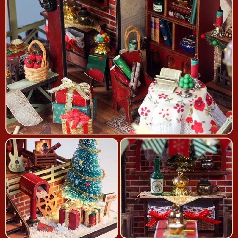 Nahaufnahme des Miniature Haus - Warm Christmas Lodge mit reichhaltigen Details