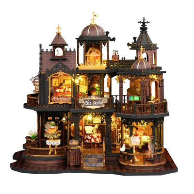 Miniature House - Edinburgh Castle Gesamtansicht mit präzise geschnittenen Holzteilen und hochwertiger Verarbeitung