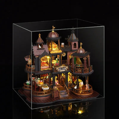 Miniature House - Edinburgh Castle stimmungsvolle Beleuchtung in einem abgedunkelten Raum