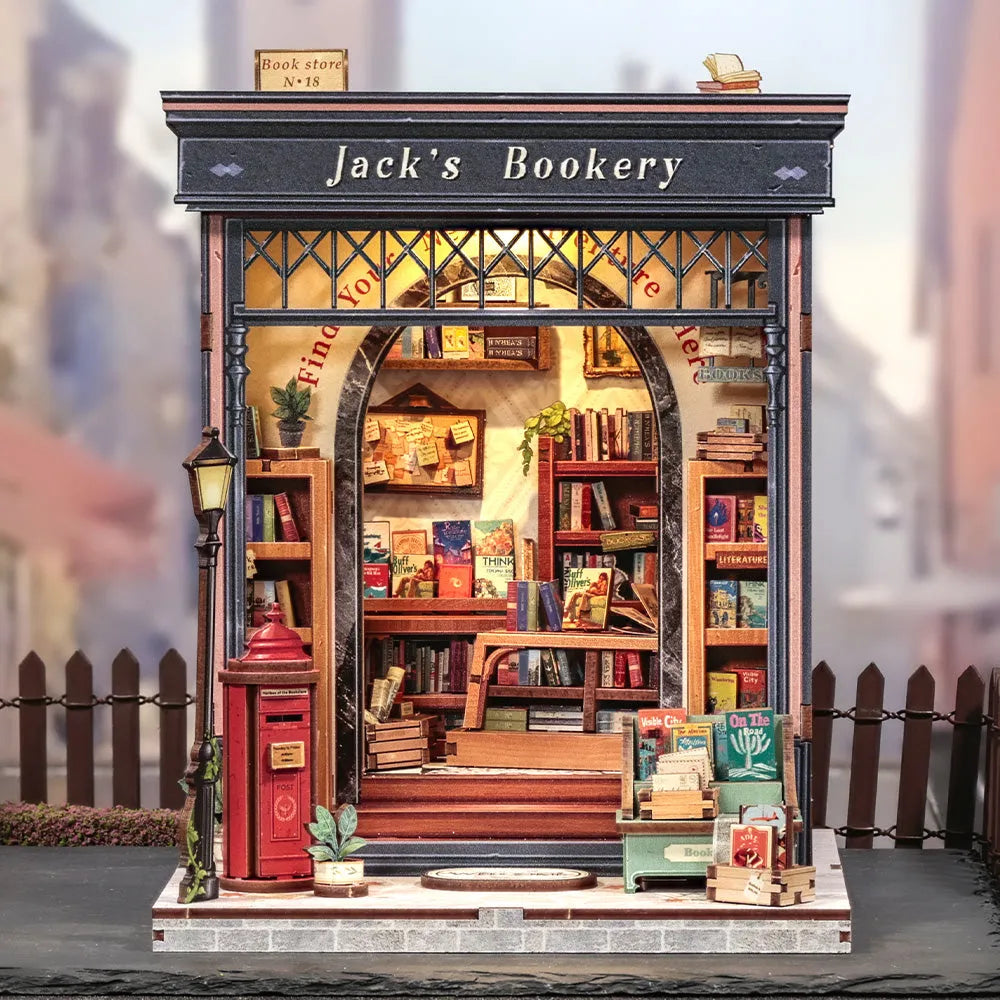 Miniatur Haus Bausatz - Jack's Bookery Gesamtansicht mit detaillierter Szenerie