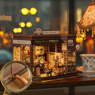 Miniature House - Magic Coffee Shop mit Touch-Switch-Lichtfunktion