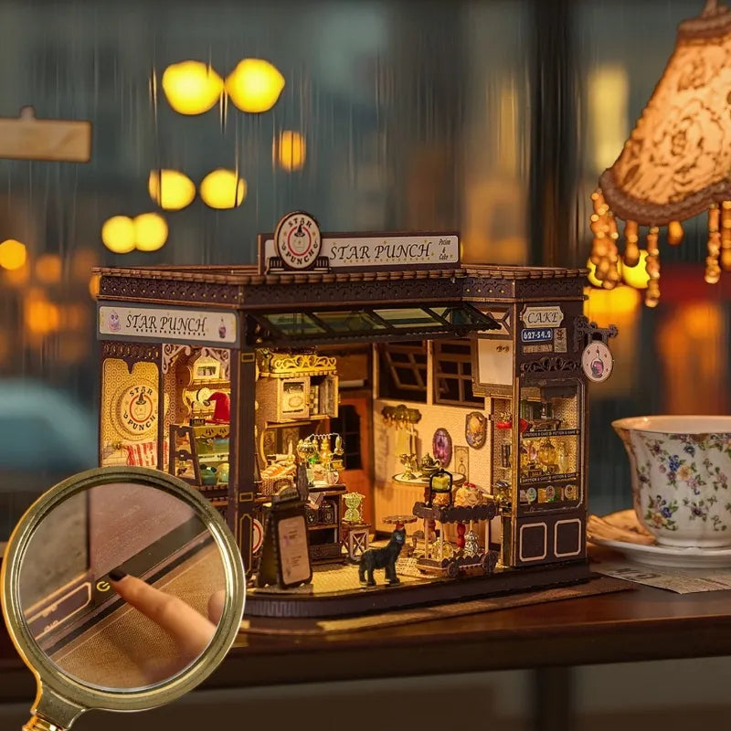 Miniature House - Magic Coffee Shop mit Touch-Switch-Lichtfunktion