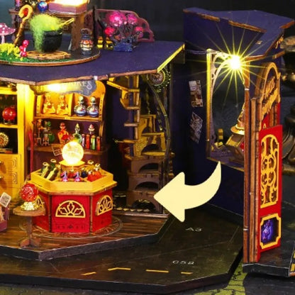 Nahaufnahme des Miniature House - Magic Energy Station mit reichhaltigen Details