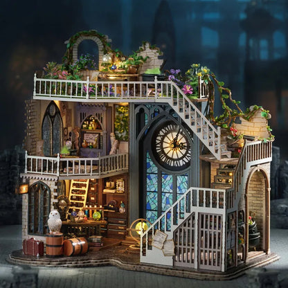 Seitliche Ansicht des Miniature House - Magic Workshop mit gut sichtbaren Elementen