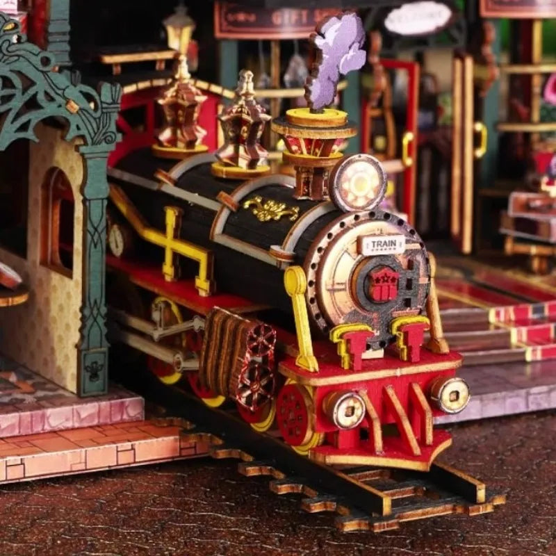 Detailansicht eines dekorativen Elements im Miniature House - Rail Track Secluded City mit feinen Details