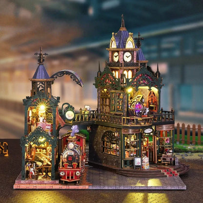 Miniature House - Rail Track Secluded City Gesamtansicht mit detaillierter Szenerie