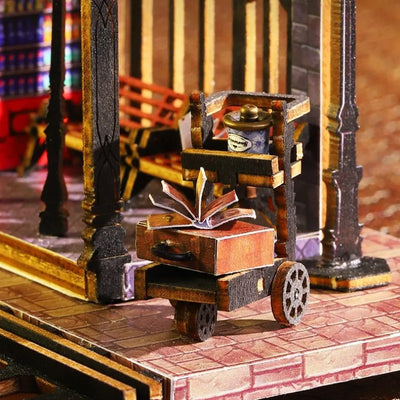 Nahaufnahme des Miniature House - Rail Track Secluded City mit reichhaltigen Details