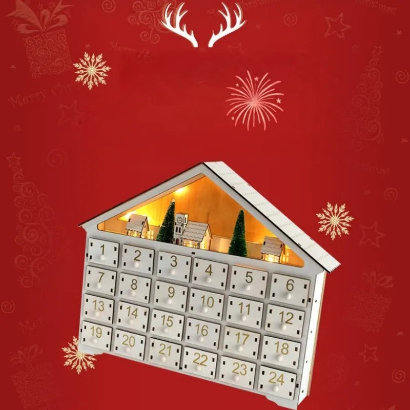 Seitliche Ansicht des Reindeer-Themed Adventskalender For Christmas mit gut sichtbaren Elementen