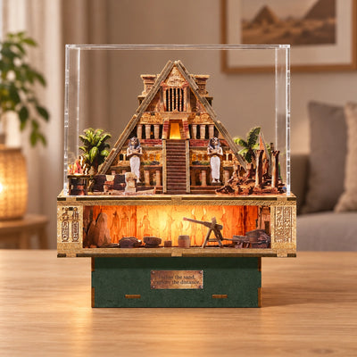 Frontalansicht der Tempeltreppe unter der Schutzhaube