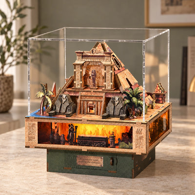 Seitliche Ansicht von Tempel und transparenter Haube