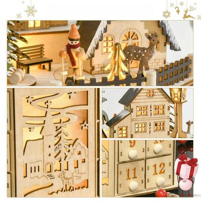 Detailansicht eines dekorativen Elements im Weihnachtsdorf Adventskalender mit feinen Details