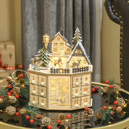 Weihnachtsdorf Adventskalender Gesamtansicht mit detaillierter Szenerie