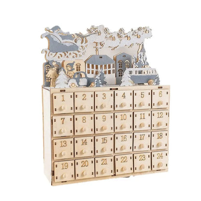 Wooden Advent Calendars Gesamtansicht mit präzise geschnittenen Holzteilen und hochwertiger Verarbeitung