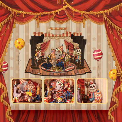 Nahaufnahme des Wooden Music Box - Animal Carnival mit reichhaltigen Details